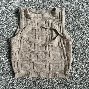 SHEIN Tan Textured Knit Crop Top